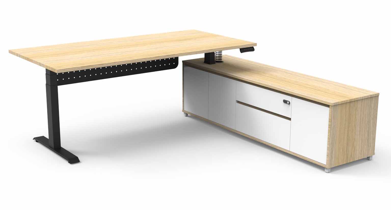 Boost+ Height Adjustable Executive Desk - with Modesty